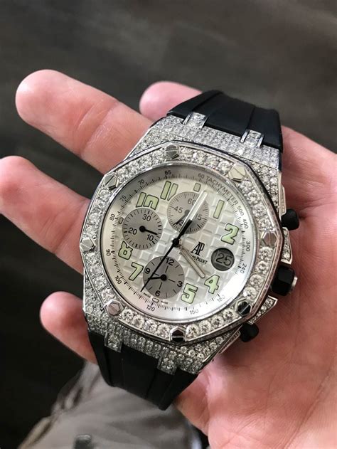 audemars piguet royal oak white gold iced out diamond encrusted|Audemars Piguet royal oak 41mm.